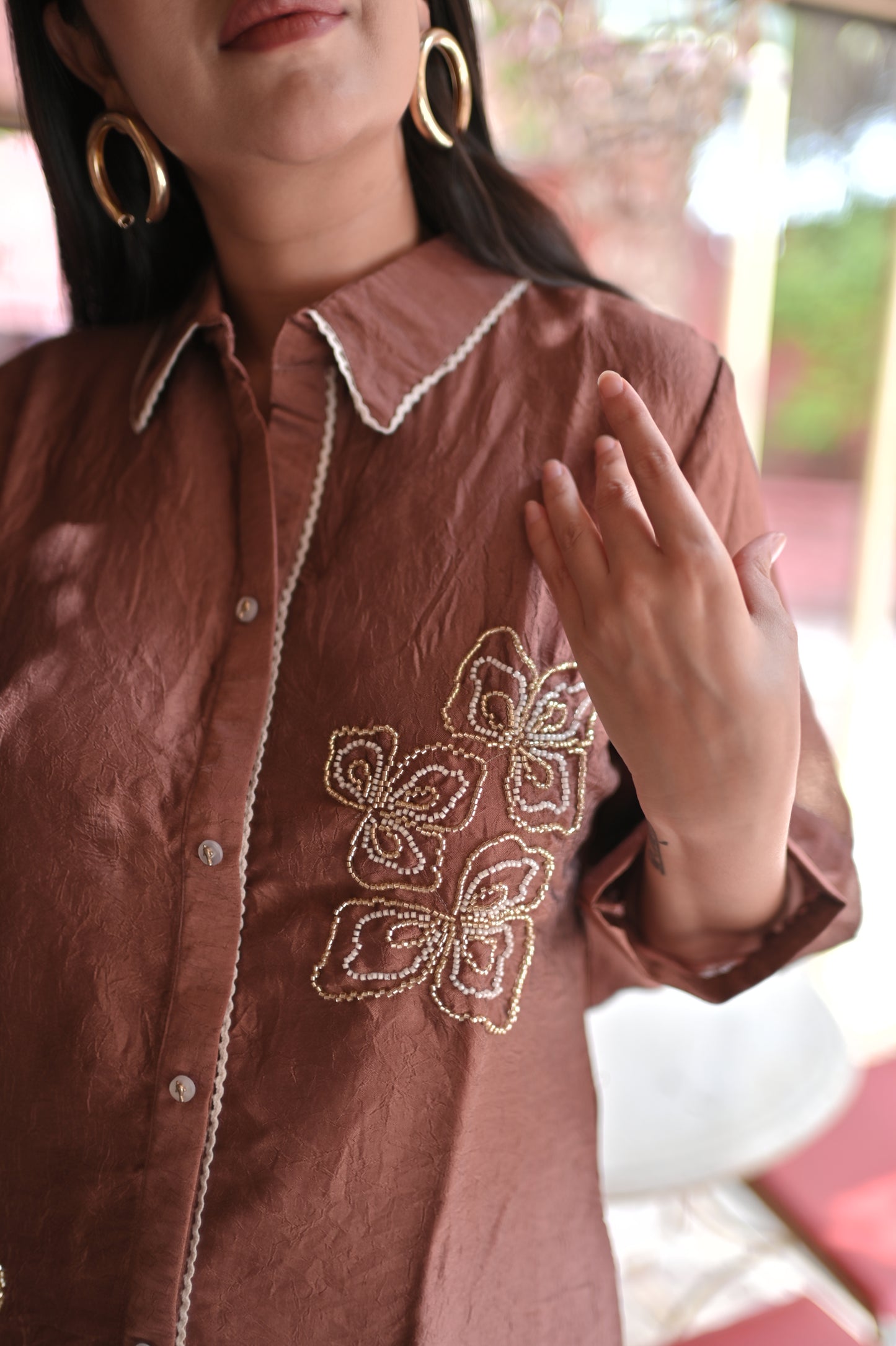 Mauve-Brown Indo-Western Co-Ord Set