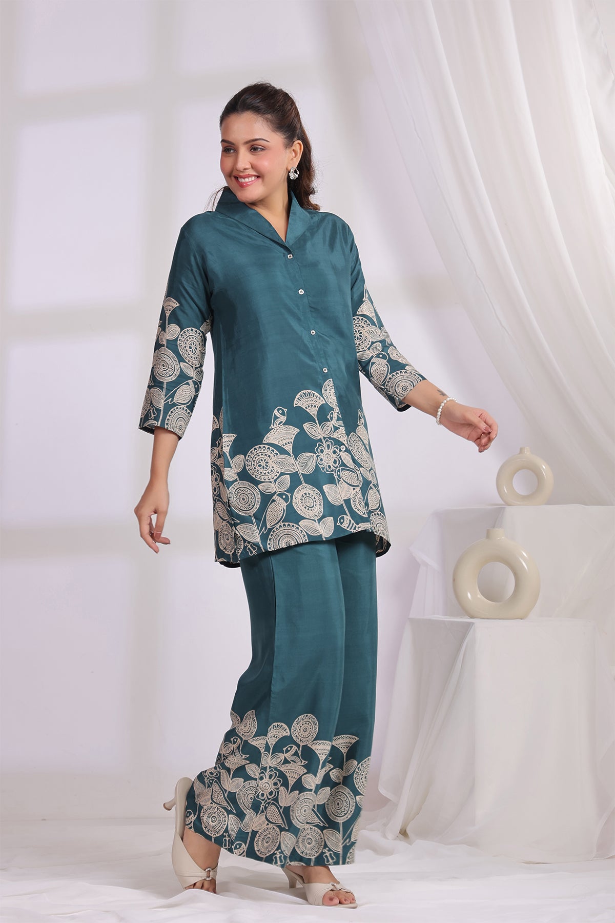 Green Russian Silk Co-Ord Set