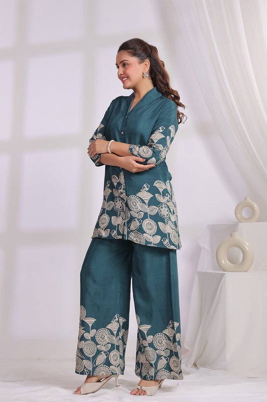 Green Russian Silk Co-Ord Set