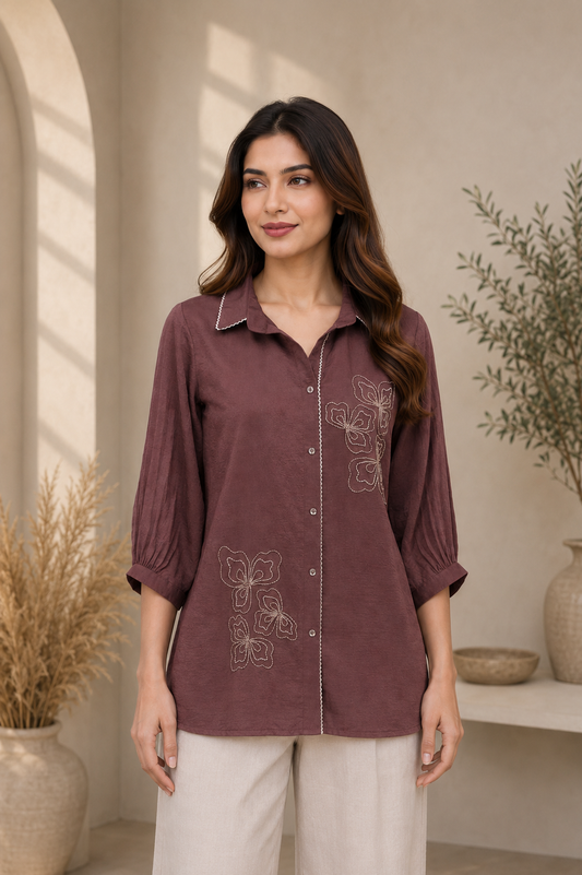 Mauve-Brown Indo-Western Co-Ord Set