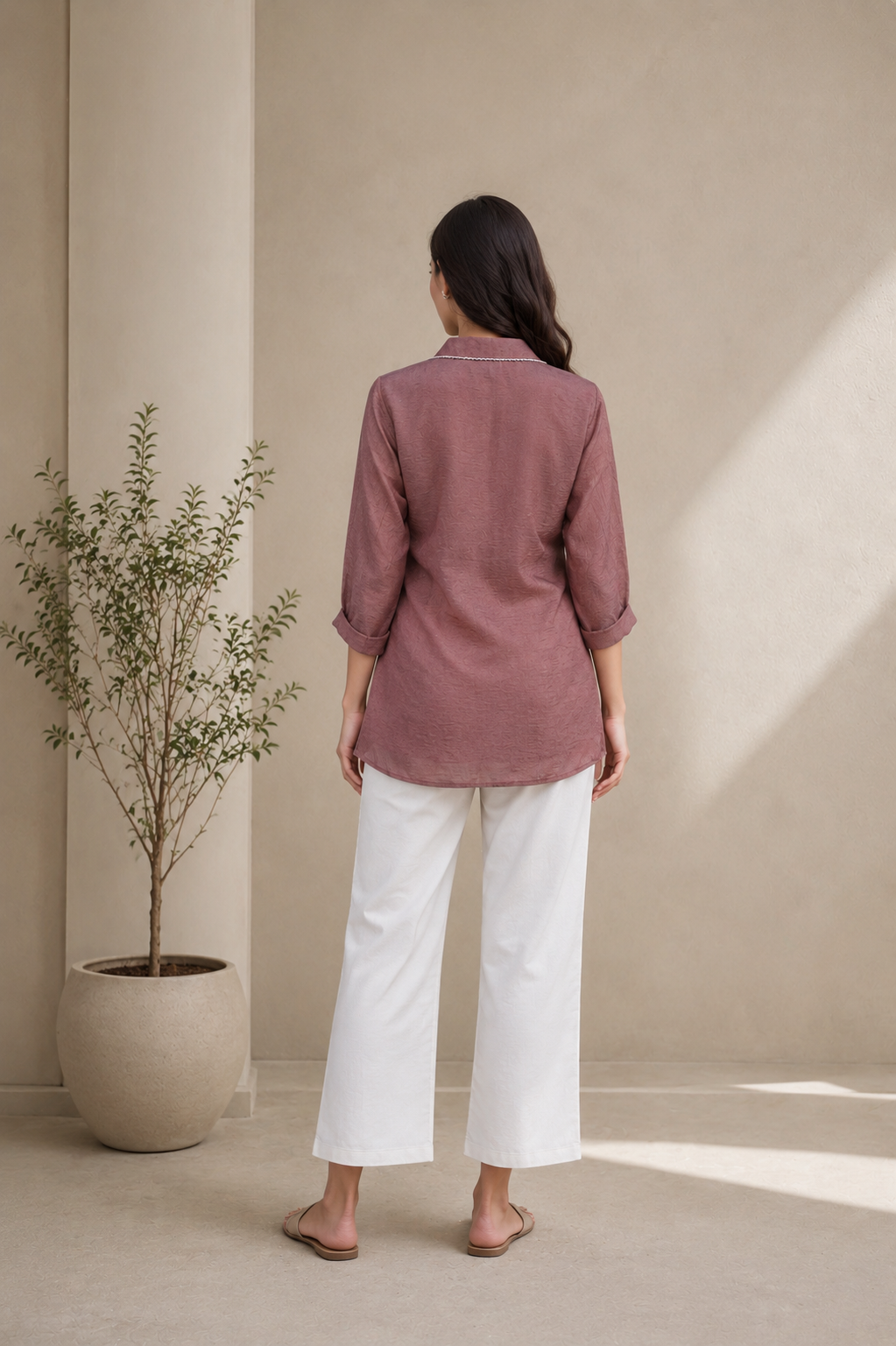 Mauve-Brown Indo-Western Co-Ord Set