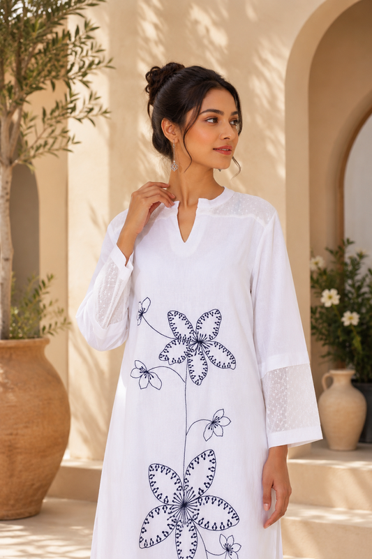 Monochrome White A-Line Dress