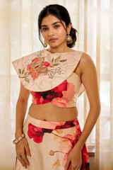 Floral Cape Lehenga Set with Detachable Multi-Style Shoulder Cape — Swiss Satin