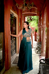 Peacock Charm One Shoulder Embroidered Lehenga Set
