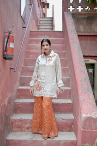 Beige Bloom Indo-Western Co-Ord Set