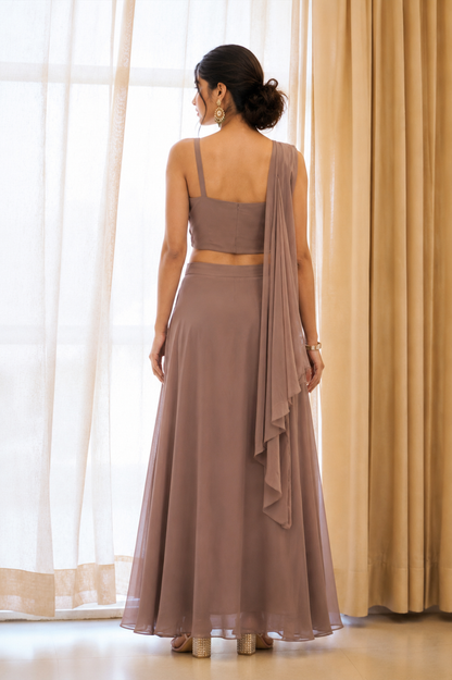 Zari Blouse & Layered Skirt Set
