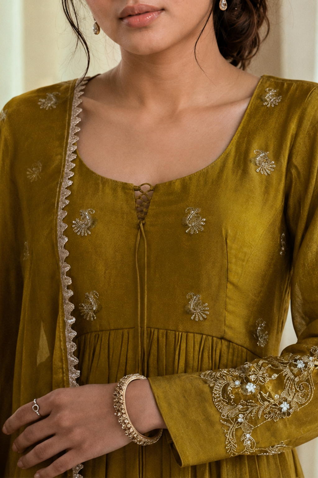 Mustard Yellow Embroidered Sharara Set with Dupatta — 3-Piece Ethnic Co-Ord Set