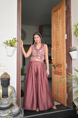 Plum Purple Embroidered Indo-Western Co-Ord Set