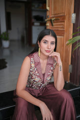 Plum Purple Embroidered Indo-Western Co-Ord Set