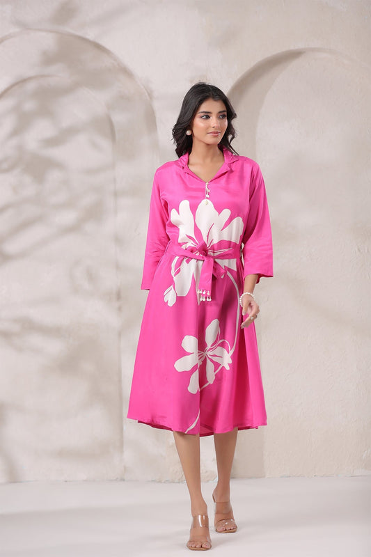Rust Russian Silk Midi dress