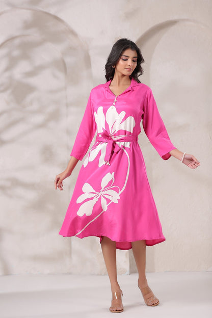 Rust Russian Silk Midi dress