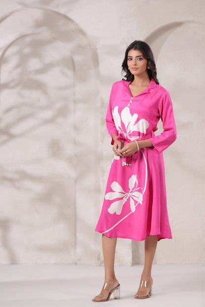 Rust Russian Silk Midi dress