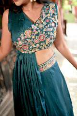 Peacock Charm One Shoulder Embroidered Lehenga Set