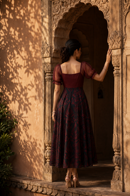 Gulnar Crimson Midi Dress