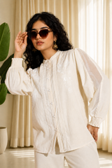 Pearl White Chikankari Embroidered Co-Ord Set