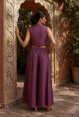Plum Purple Embroidered Indo-Western Co-Ord Set