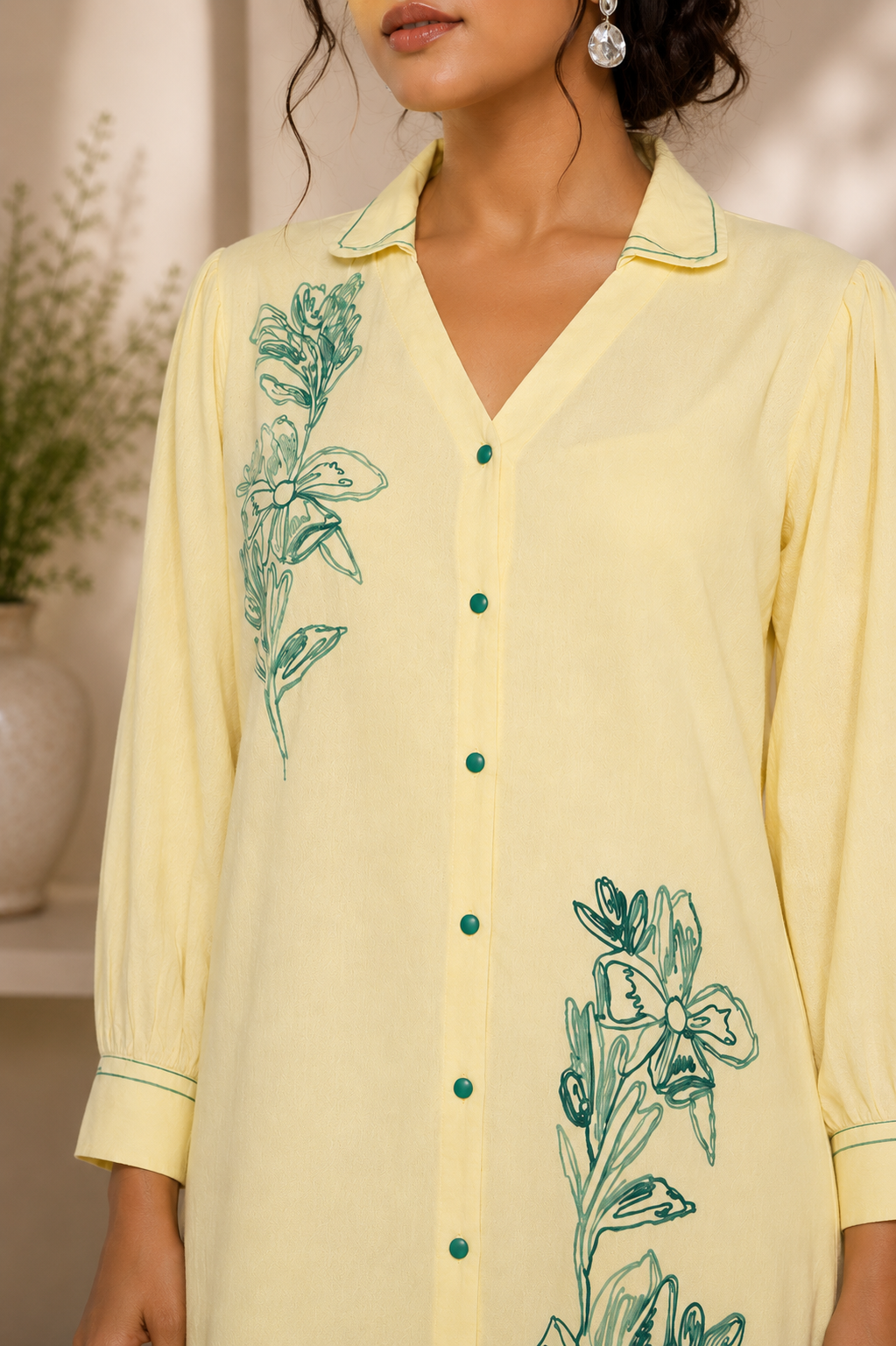 Lemon Bloom Shirt Dress