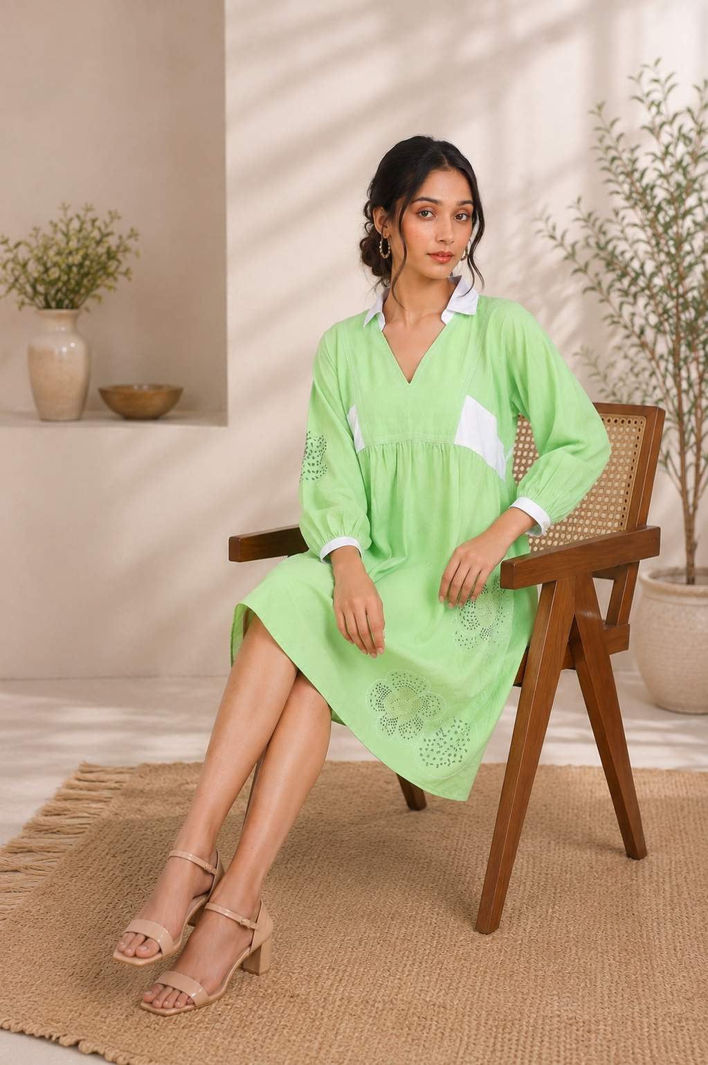 Pistachio Bloom Casual Dress