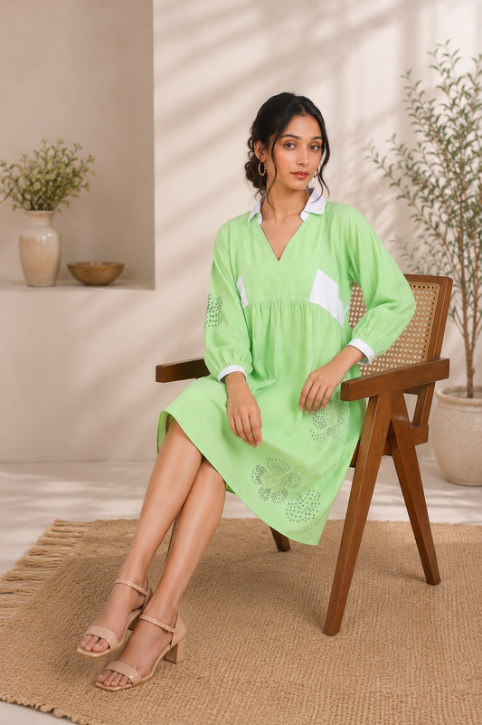 Pistachio Bloom Casual Dress