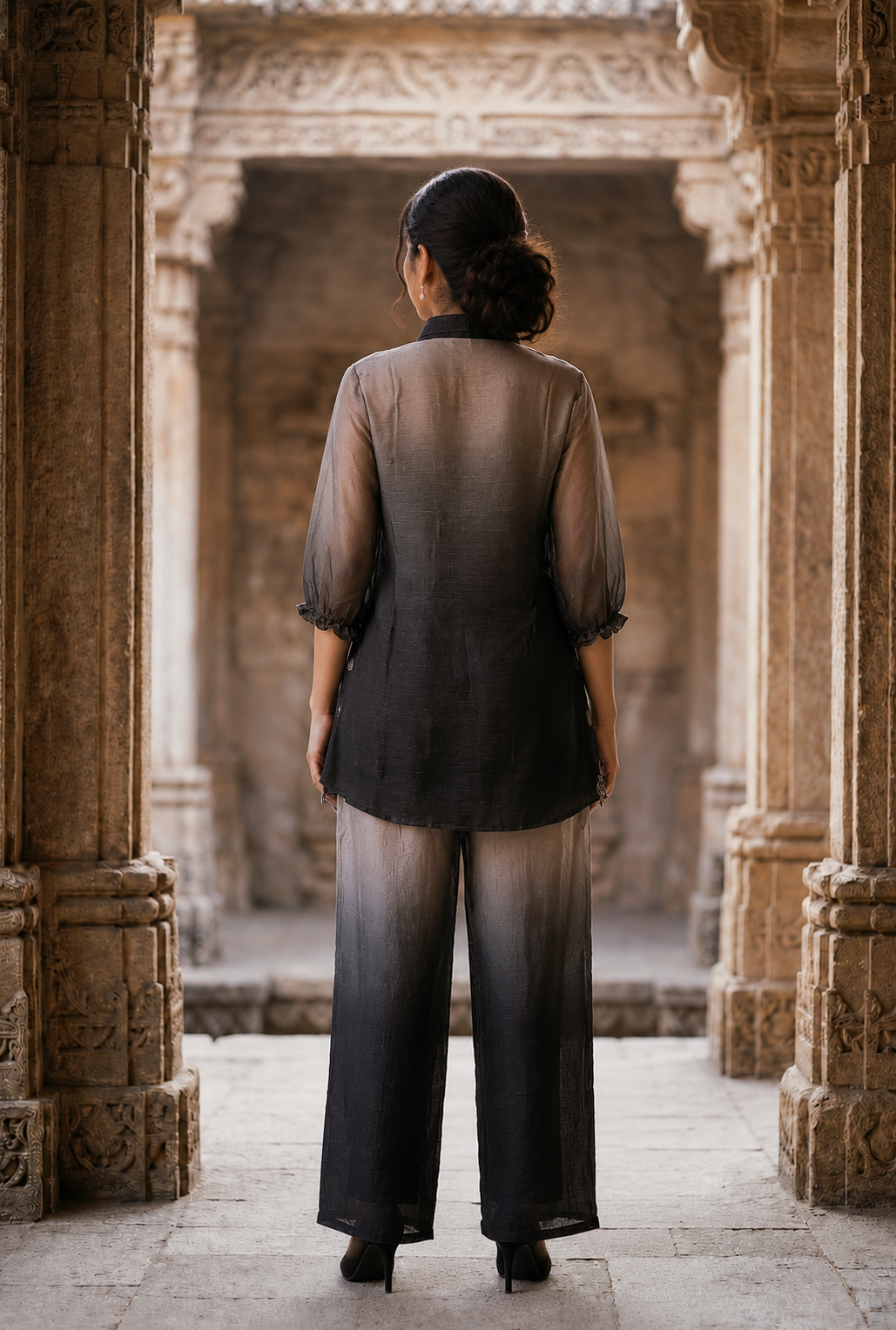 Fade Flow Ombre Chinon Pleated Co-Ord Set