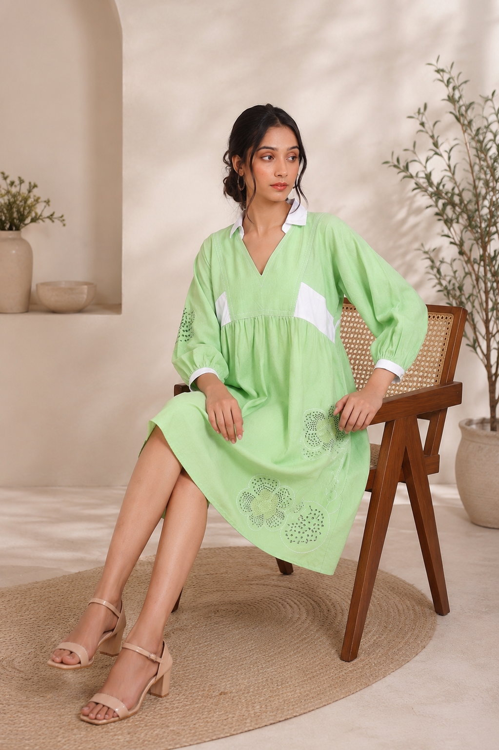 Pistachio Bloom Casual Dress