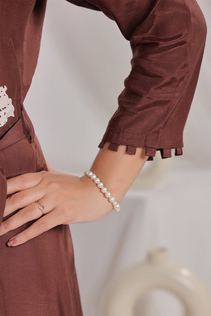 Brown Midi Russian Silk Dress