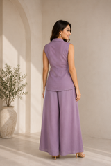 Dreamy Lilac Embroidered Palazzo Set
