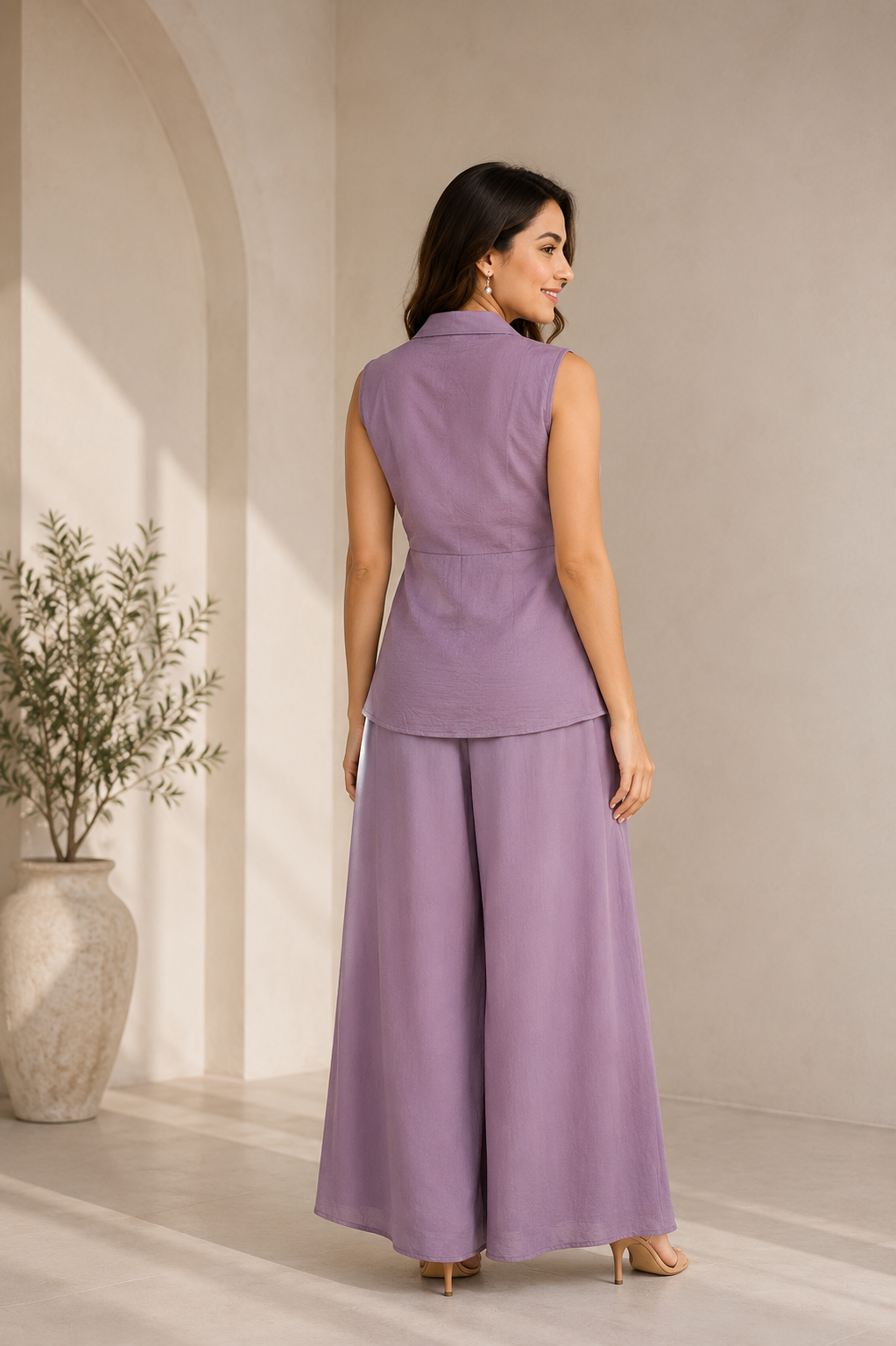 Dreamy Lilac Embroidered Palazzo Set