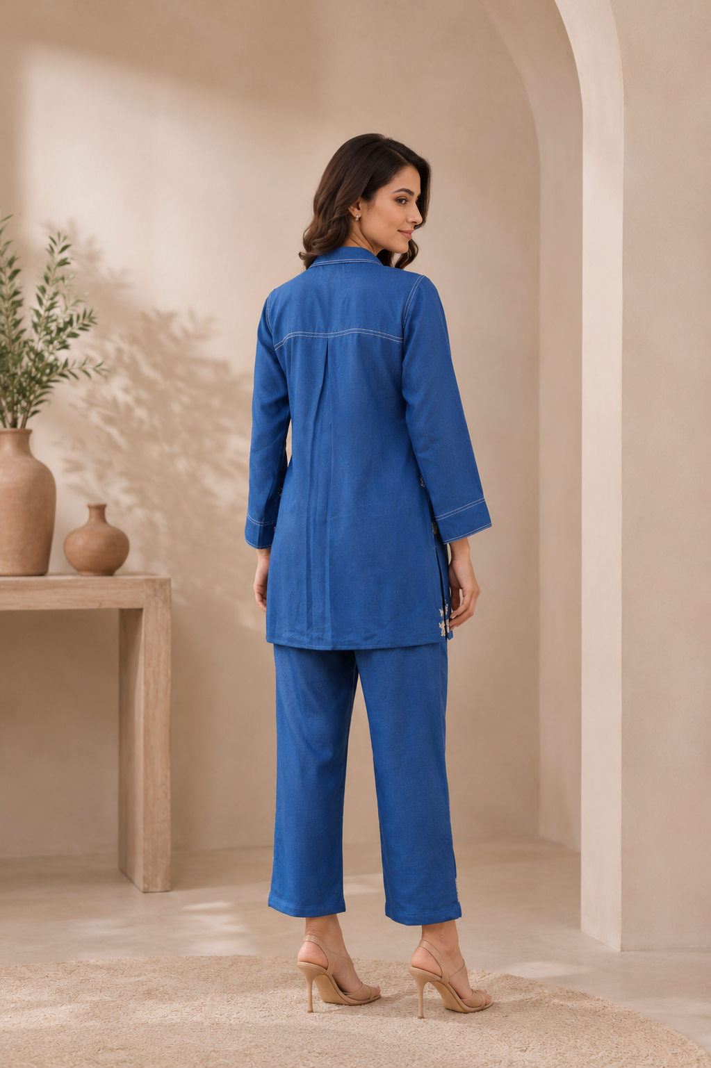 Royal Denim Indigo Embroidered Co-Ord