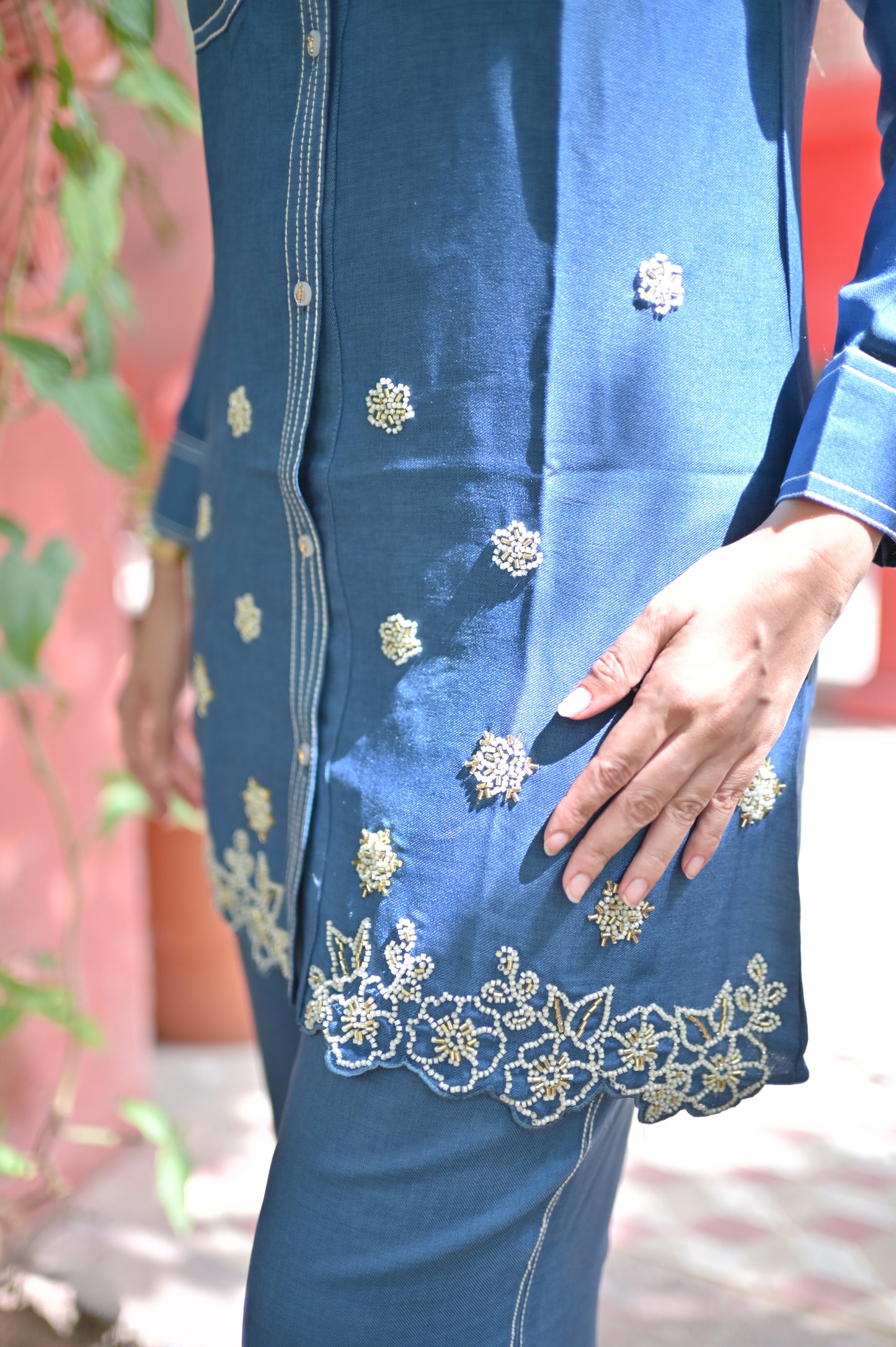 Royal Denim Indigo Embroidered Co-Ord