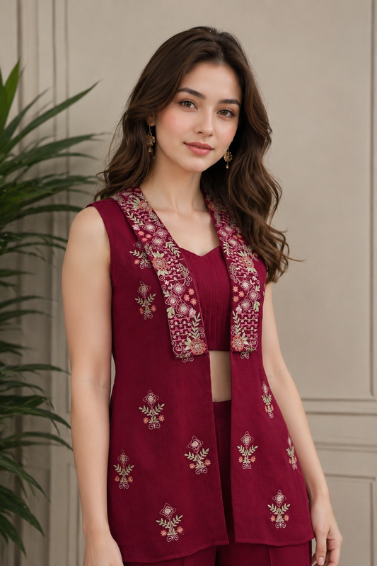 Deep Wine Oscar Carnival Co-Ord Set