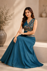 Peacock Charm One Shoulder Embroidered Lehenga Set
