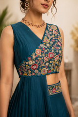 Peacock Charm One Shoulder Embroidered Lehenga Set