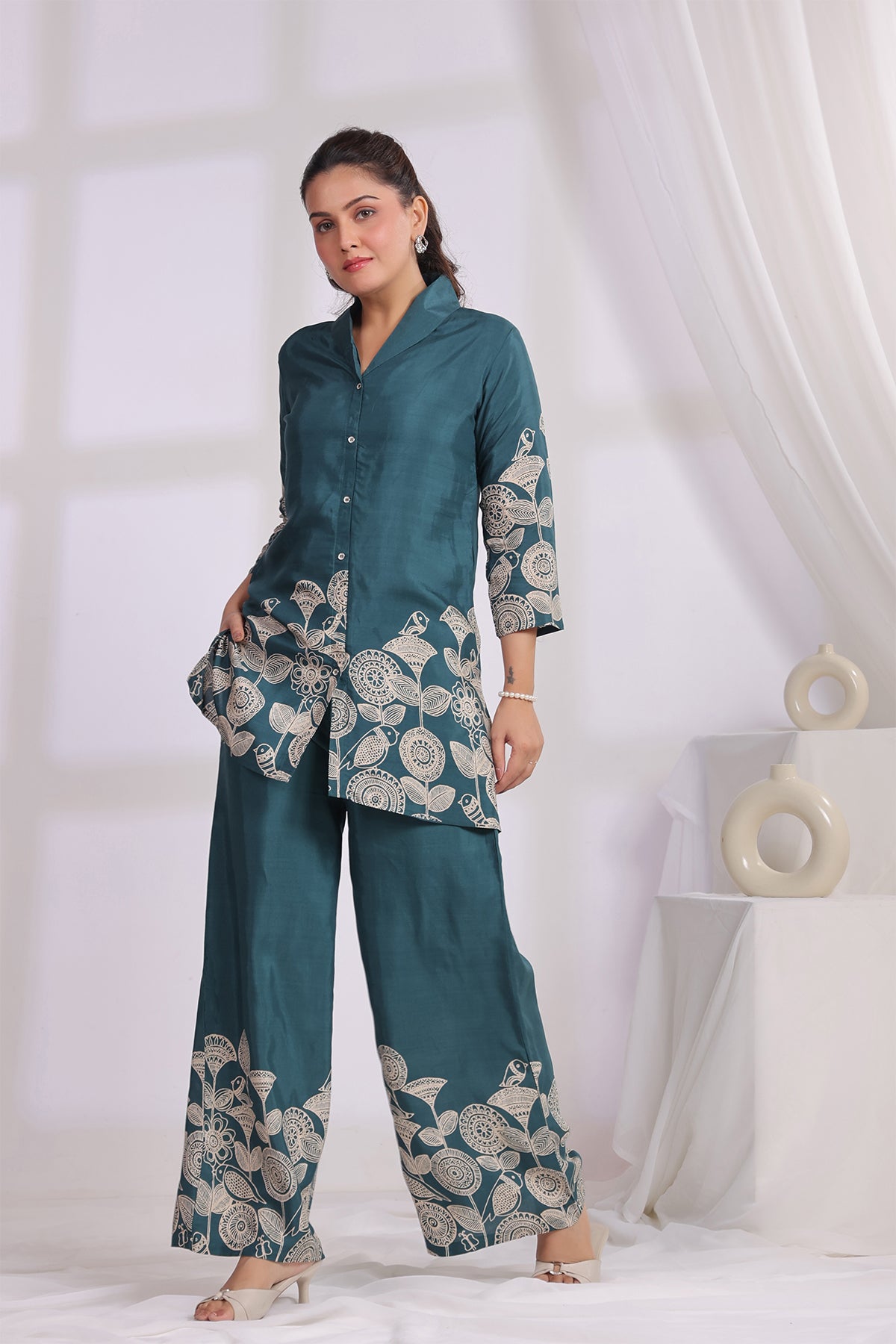 Green Russian Silk Co-Ord Set