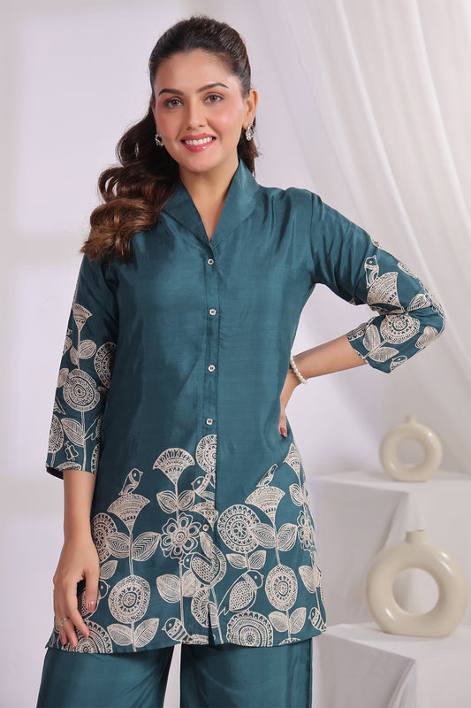 Green Russian Silk Co-Ord Set