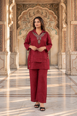 Embroidered Rayon Kurta Palazzo Set | Embroidered Kurti Set | Festive & Casual Wear