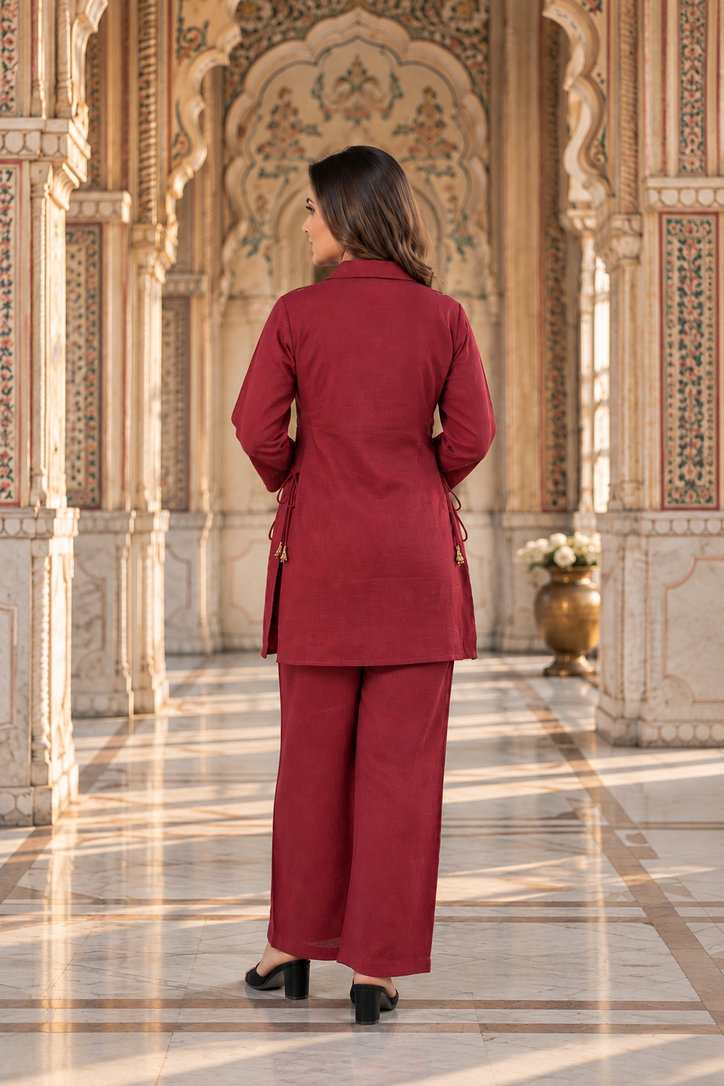 Embroidered Rayon Kurta Palazzo Set | Embroidered Kurti Set | Festive & Casual Wear