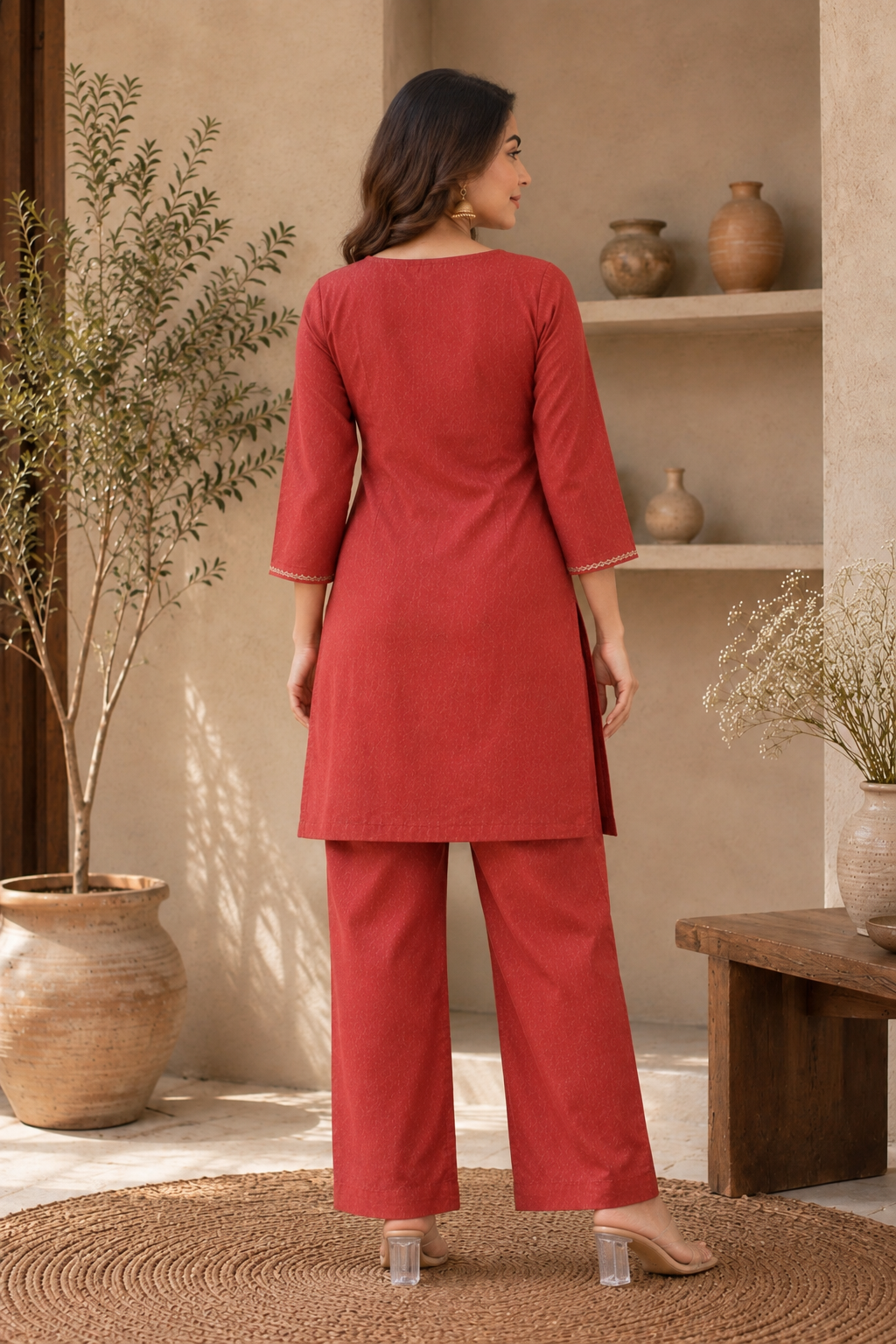 Gajri Floral Embroidered Malchanderi Co-Ord Set