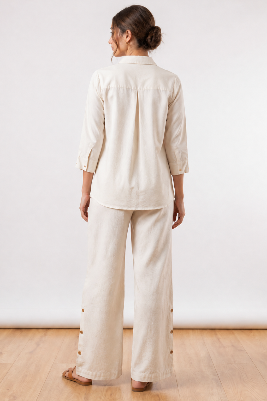 Ivory Botanical Embroidered Co-Ord Set for Women