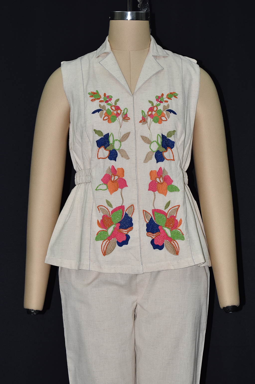 Ivory Blossom Embroidered Peplum Co-Ord Set