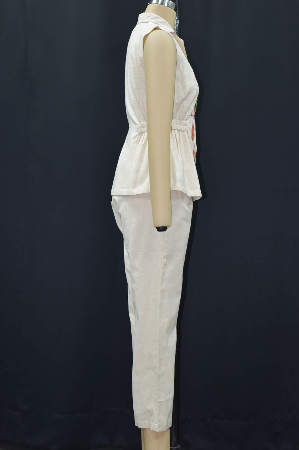 Ivory Blossom Embroidered Peplum Co-Ord Set