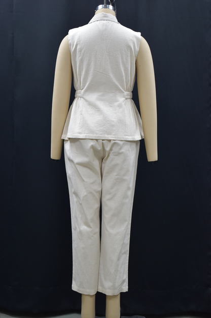 Ivory Blossom Embroidered Peplum Co-Ord Set