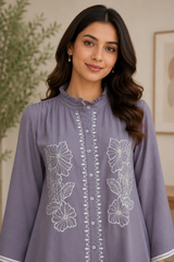 Lavender-Grey Co-Ord Set for Women — Obaku Fabric
