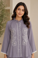 Lavender-Grey Co-Ord Set for Women — Obaku Fabric