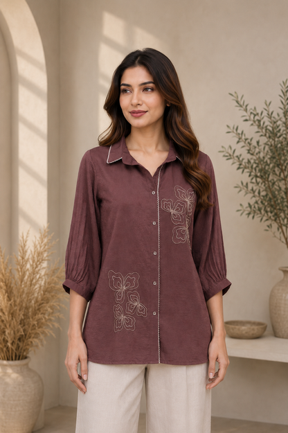 Mauve-Brown Indo-Western Co-Ord Set