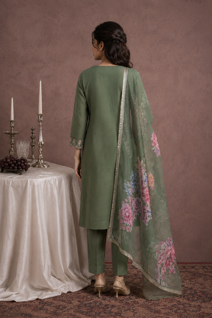 Mint Blossom Designer Kurta Set
