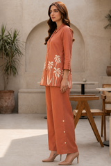 Terracotta Palm Print Cotton Co-Ord Set