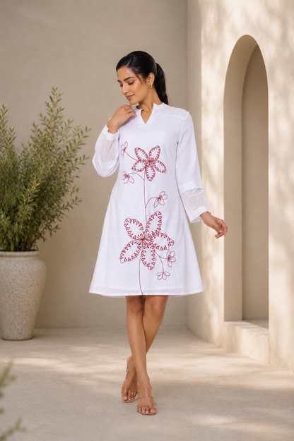 Monochrome White A-Line Dress