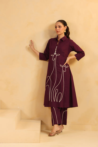 Purple Cotton Kurta Set