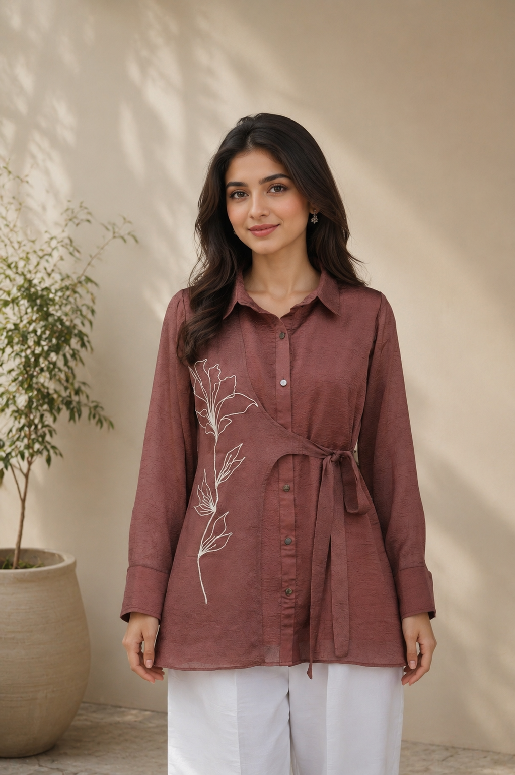 Rosewood Grace Cambric Cotton Shirt Tunic & Trousers Co-Ord Set